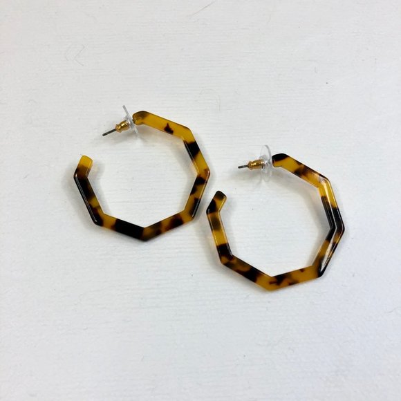 ✨NWT ✨ J.CREW TORTOISE HEXAGON HOOP EARRINGS - Picture 5 of 5